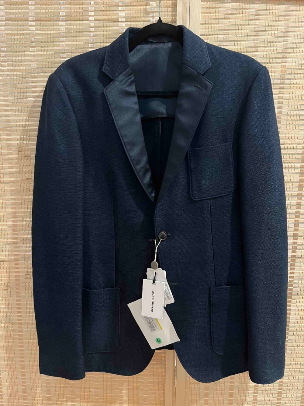Mauro Grifoni Men's Blazer IT 46 US 36 Navy Cotton Satin Lapel NWT Italy